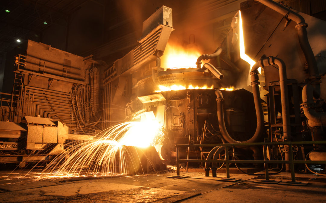 arc steel furnace with sparks!